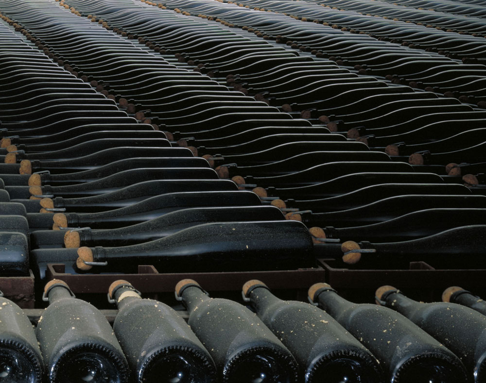 Organic Champagne Sparkling Wine being stored