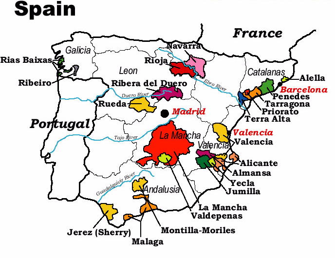 famous spanish wine regions map