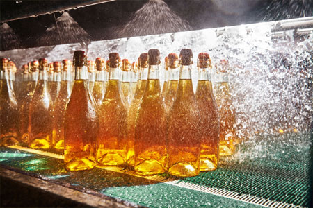 Bottles being washed
