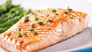 wine with salmon - oven cooked/plain salmon and wine pairings, a photo of cooked salmon