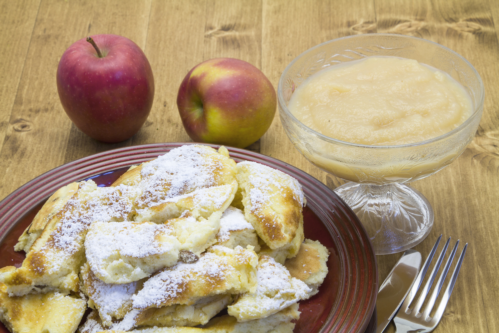 Kaiserschmarrn with stewed apples and cranberries