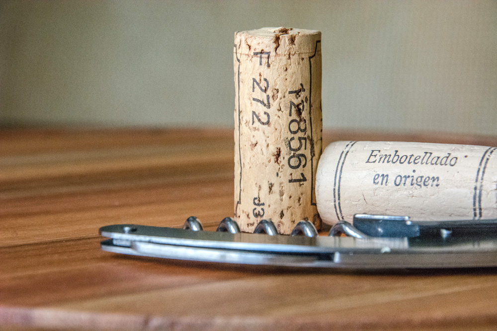 Wine cork and corkscrew 